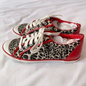 COACH Red Cheetah Barrett Low Top Lace Up Sneaker